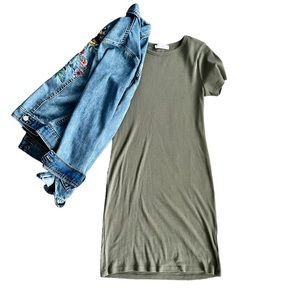 Olive green t-shirt dress